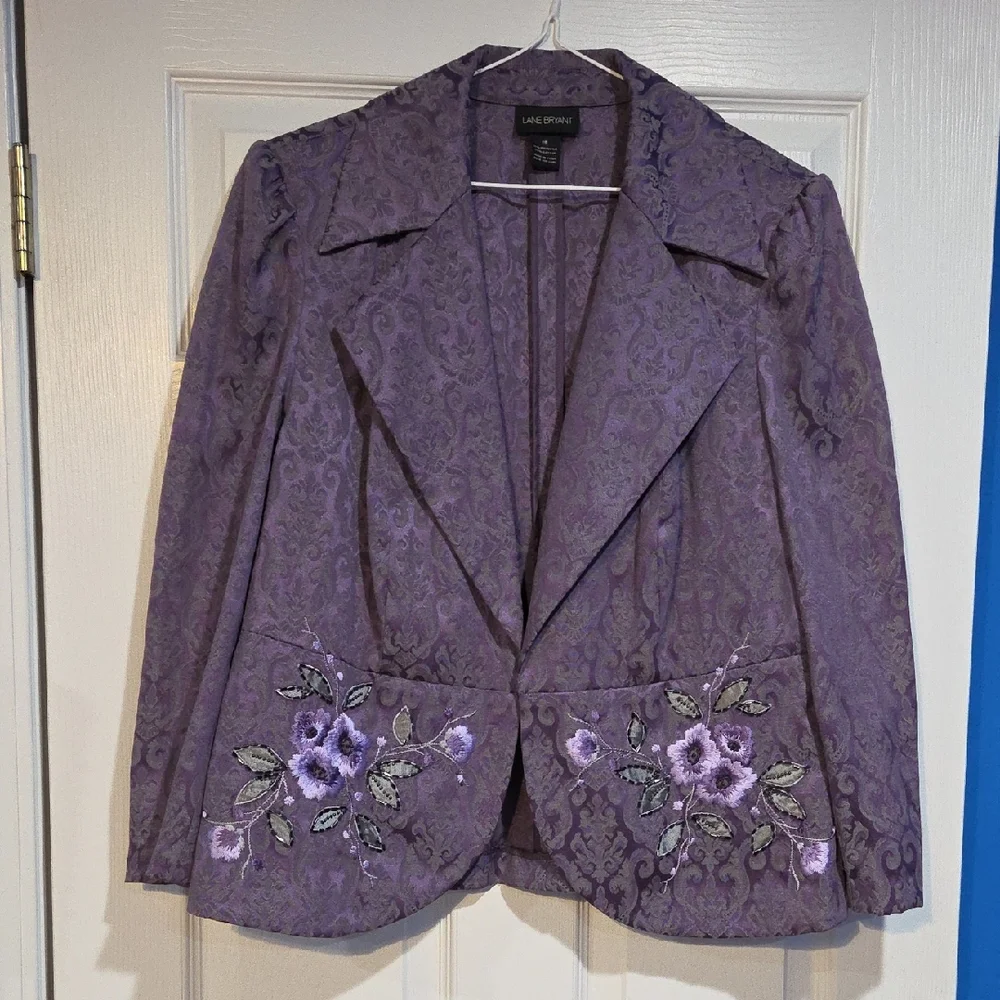 Lane Bryant Lavender Floral Embroidered Blazer - Picture 1 of 5